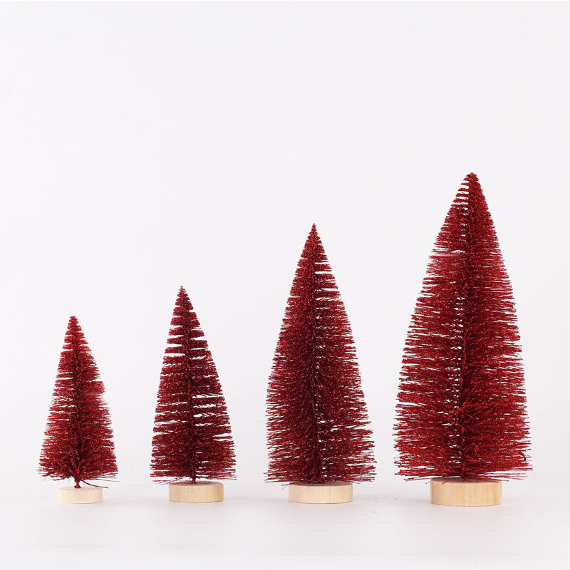 Mini juego de mesa de árbol de Navidad de 4 piezas, adornos navideños, rociador de árbol de pino de pino, mini árbol de Navidad pequeño