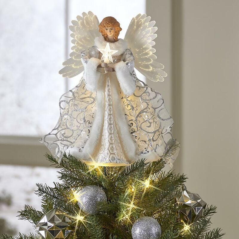Colgante de ángel en la parte superior del árbol de Navidad Ángel blanco decoración del hogar decoración del árbol de Navidad decoración del festival de la resurrección, A