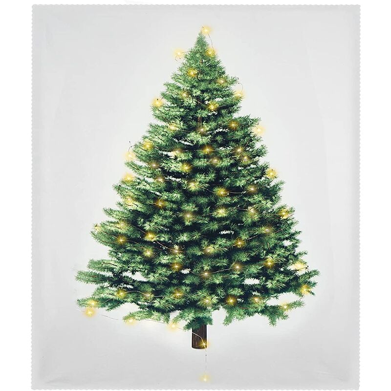 Tapiz de árbol de Navidad Árbol de Navidad montado en la pared con cadena de luz LED Estilo nórdico Decoración de Navidad Colgante de pared Árbol de Navidad Tela decorativa