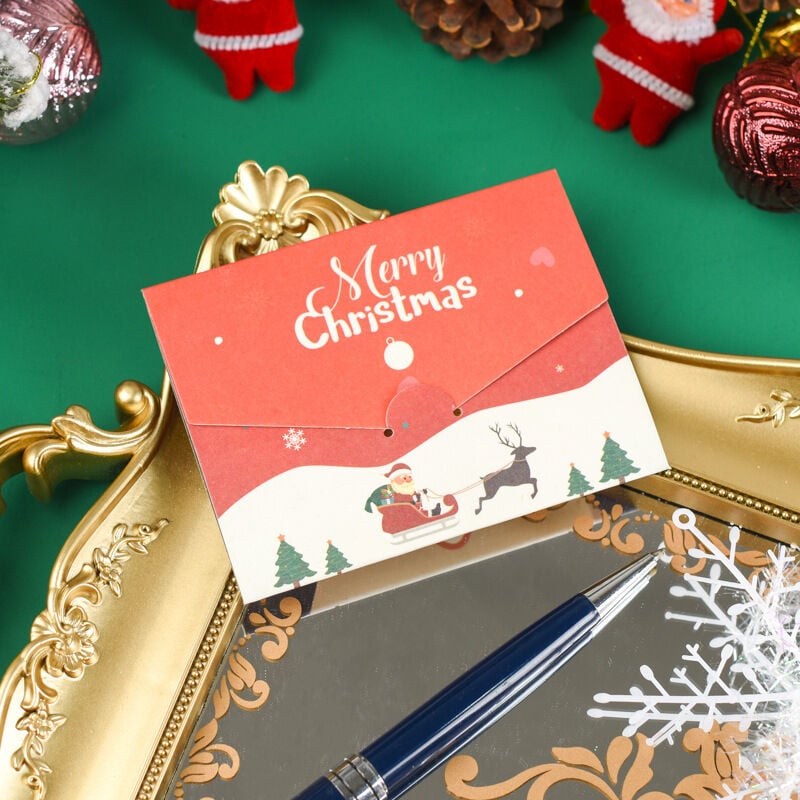 60 tarjetas de felicitación navideñas Dibujos animados de Papá Noel Nochebuena Tarjetas de felicitación de cumpleaños Bendición de acción de gracias tarjetas pequeñas 7.3 * 9.4cm