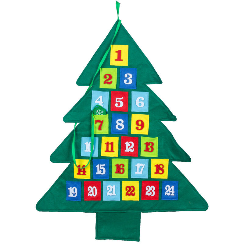 Fieltro árbol de Navidad niño DIY estéreo digital decoración de Navidad calendario impreso colgante juguetes para niños