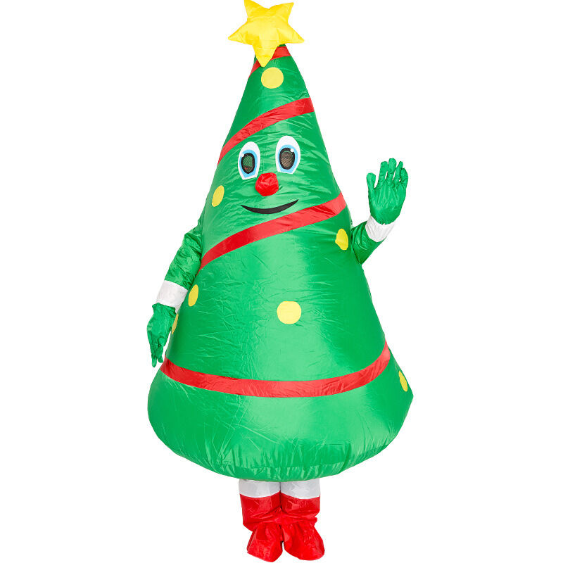 Disfraz de muñeca de dibujos animados divertidos de Navidad, accesorios de muñeca de Papá Noel, disfraz de árbol de Navidad inflable para adulto