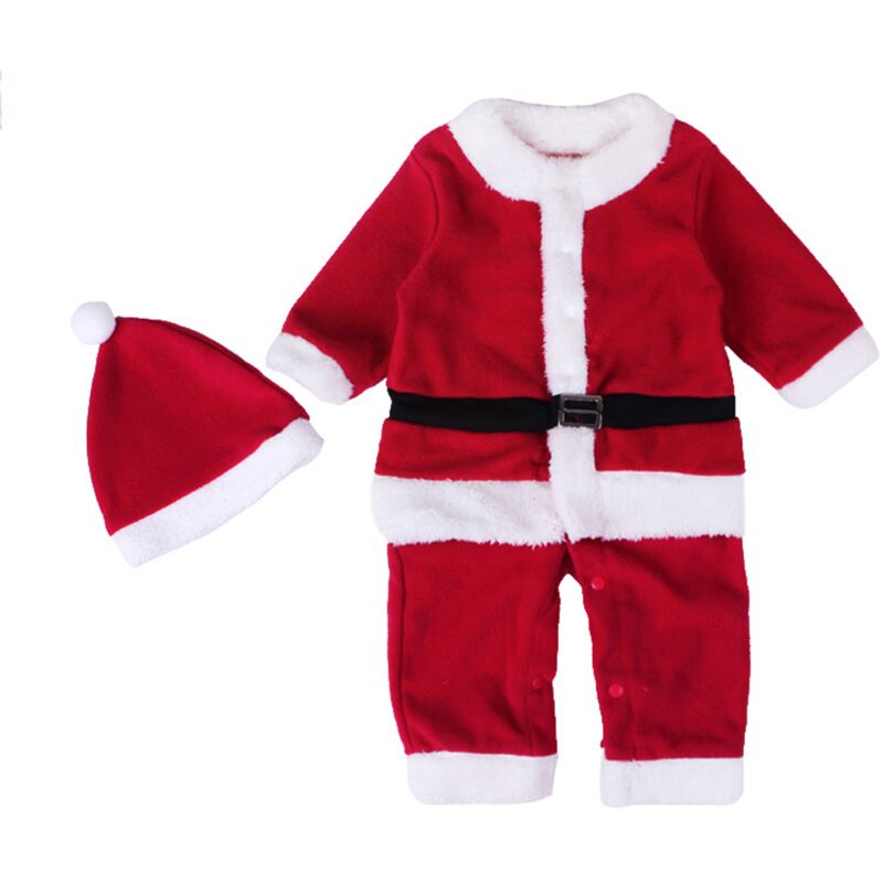 Pijama de mameluco de manga larga de Navidad cálido de 1 pieza para bebé unisex con sombrero (6-12 meses)