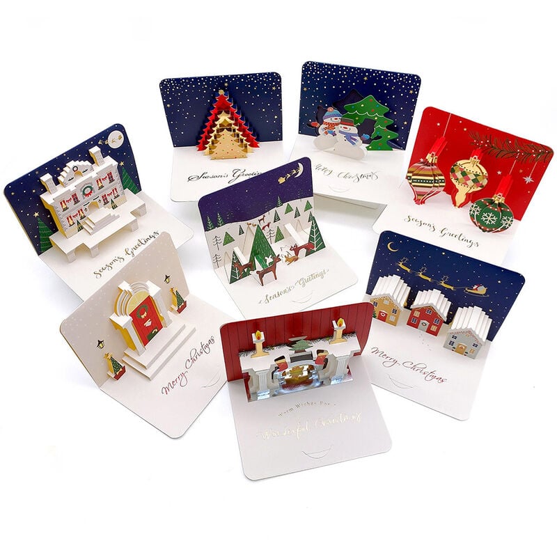 8 tarjetas de felicitación tridimensionales Tarjetas de felicitación navideñas Tarjetas de agradecimiento personalizadas escritas a mano