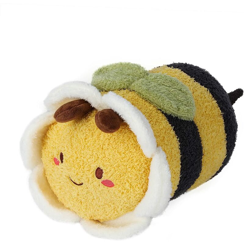 Juguete de peluche de abeja de flores, muñeco de almohada de peluche lindo y divertido de 11 ", decoración de cojín suave y esponjoso para cumpleaños, regalo para niños y adultos