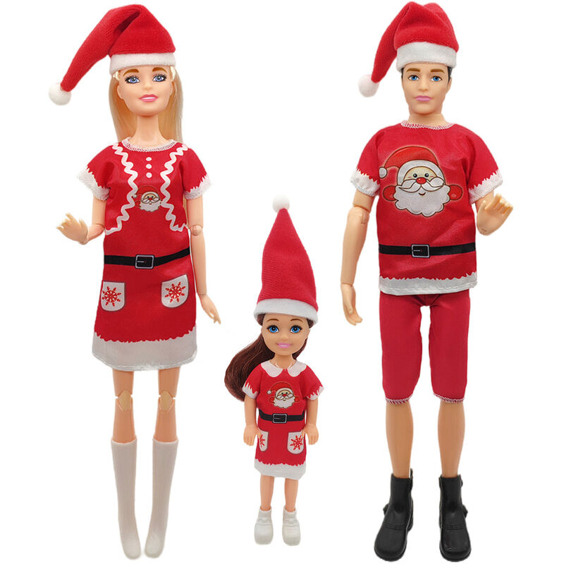 Barbie de 30cm/11 pulgadas para padres e hijos, conjunto de Navidad, regalo de cumpleaños, juguete de princesa para niños y niñas, decoración de ropa de muñecas