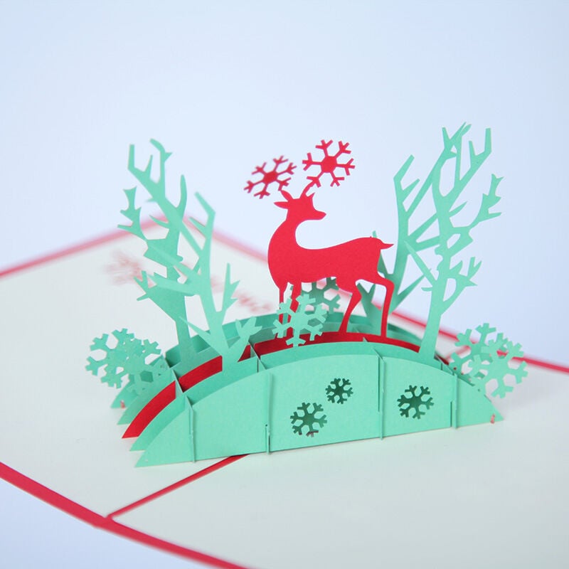 5 piezas de tarjetas de felicitación del día de Navidad tarjetas de felicitación de Navidad 3D creativas tarjetas de felicitación tridimensionales tarjetas de Navidad tarjetas de bendición navide?a ciervos de Navidad