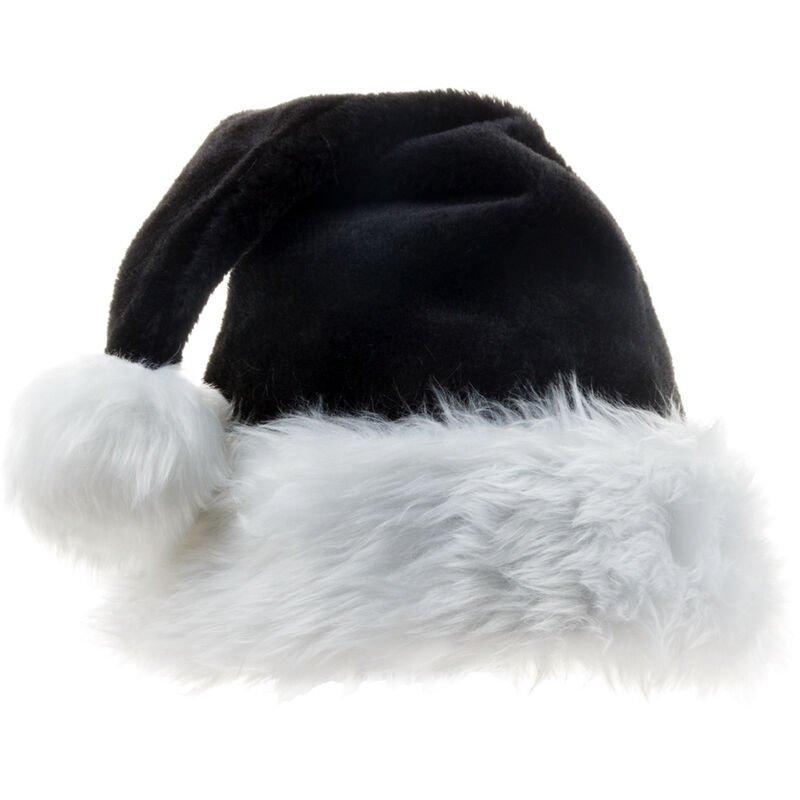 1 Uds. Gorro de Navidad de felpa negra para ni?os gorro de fiesta de Navidad de bola grande de felpa gruesa