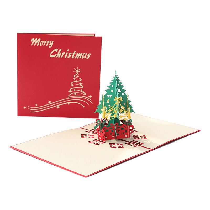 Tarjeta de Navidad 3D de tres piezas, tarjeta de Navidad emergente, tarjeta de Navidad con sobre, el mejor regalo de Navidad, tarjeta de regalo de Navidad (árbol de Navidad)