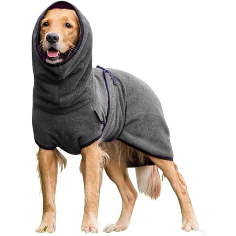 Ropa mascotas Toalla para perros Bata seca Pijamas Chaqueta Cachorro Ropa de abrigo (Gray-XL)