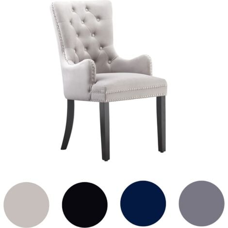 Singola sedia da pranzo Windsor LUX Velvet imbottite con braccioli per sala da pranzo cucina - grigio chiaro