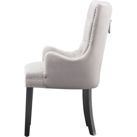 Singola sedia da pranzo Windsor LUX Velvet imbottite con braccioli per sala da pranzo cucina - grigio chiaro