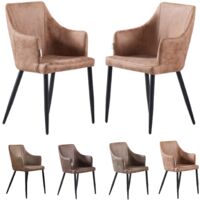 Set di 2 sedie da pranzo Zarah - sedia da pranzo imbottita in similpelle con gambe in metallo per sala da pranzo - cappuccino