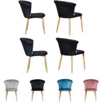 Set di 4 sedie da pranzo Elsa Velvet Sedie - Sedie da pranzo moderne imbottite con gambe in legno - Nero