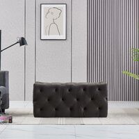 Pouf rettangolare piccolo in velluto Melia, panca ottomana, poggiapiedi, design LUX, dettagli con bottoni, antracite