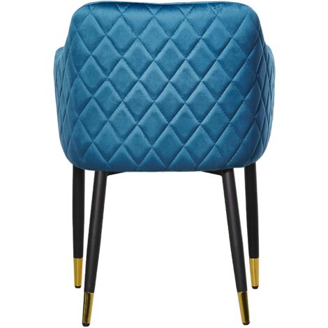 Conjunto De 2 Sillas Acolchadas Sara De Terciopelo Azul Claro Y Patas De Metal Dorado | Leroy Merlin