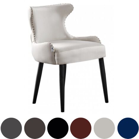 Silla de comedor individual de terciopelo Oxford LUX - Silla tapizada para comedor, cocina - Azul Silla de comedor de terciopelo LUX - Silla tapizada para comedor, cocina - Crema (1/5)