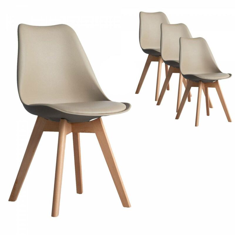 Set von 4 Stuhl Beine Holz Nordic Haus Kunstleder Polypropylen