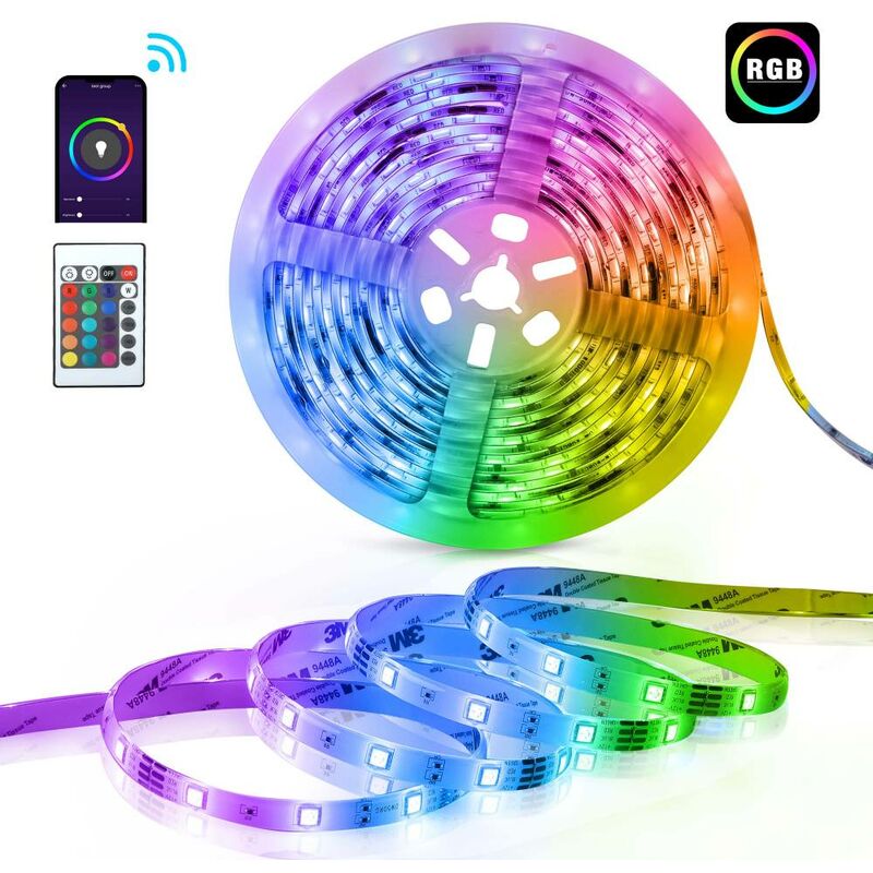 Tiras De Luces LED RGB Controlador Bluetooth App Inteligente 100ft Para TV  Sala