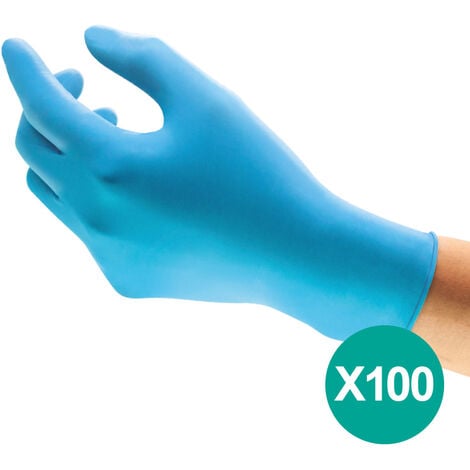 Gants jetables vinyle, taille L, couleur sans poudre, blanc- Paquets 100  gants à 8,50€ Colis 20 paquets (bleu)