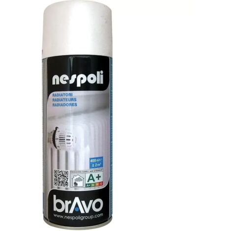 Nespoli – Peinture aérosol radiateurs – Finition satinée blanche – Résistance jusqu'à 120°C – Contenance 400 ml – Peinture acrylique à solvant