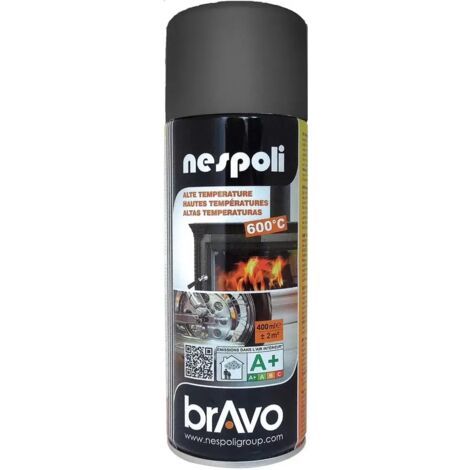 BOMBE  PEINTURE AEROSOL PROFESSIONNELLE HAUTE TEMPERATURE  NOIR   400 ML