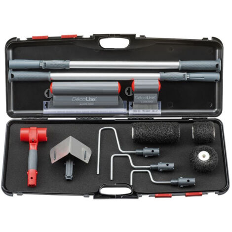 L'Outil Parfait – Kit de valise bande à joint DécoLiss' 9 pièces – Lames inox trempées – Perches aluminium légères – Rouleaux Roll'Enduit pour application rapide
