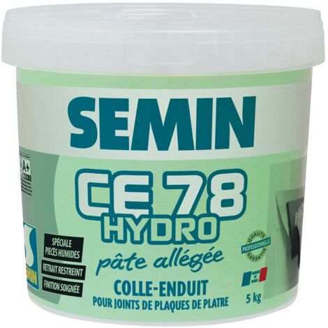 Semin – Pâte hydrofuge 5 kg – Enduit allégé pour joints plaques de plâtre – Application facile en pièces humides – Temps de séchage 24h
