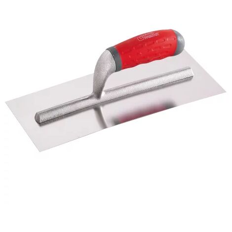 L'Outil Parfait – Platoir inox courbé 28 x 12 cm – Lame en acier inoxydable 0,6 mm – Monture aluminium légère – Manche ergonomique composite
