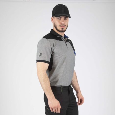HORTEN POLO DE TRAVAIL 1403 Noir , Gris chiné M (1/5)
