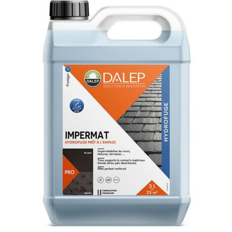 Dalep – Imperméabilisant hydrofuge 5L – Protection contre l’eau et les graisses – Pour matériaux foncés et peu absorbants – Effet perlant durable