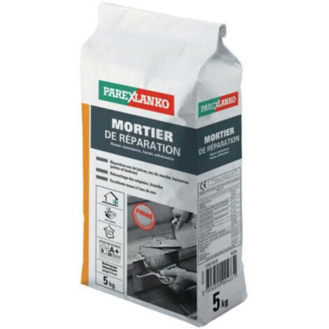 Parexlanko – Mortier de réparation fibré pour béton et maçonnerie – 5kg – Réparation de fissures et trous – 2817