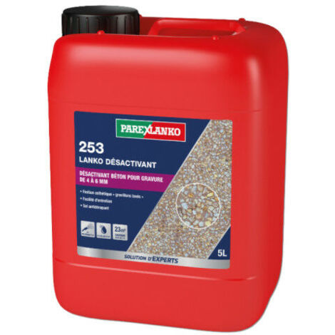Parexlanko – Désactivant de surface pour béton 4-6 mm – 5 L – Ralentit la prise et rend les sols antidérapants – Compatible gravillon lavé