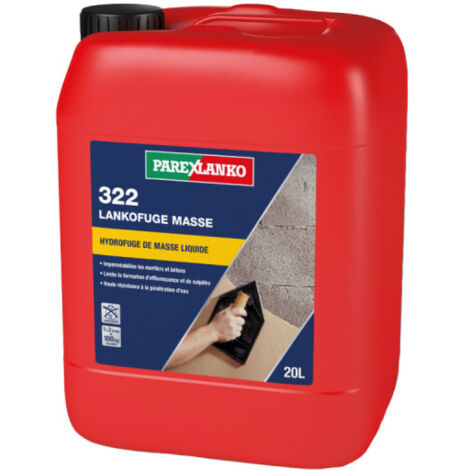 Hydrofuge à incorporer au gâchage des bétons et mortiers 322 LANKOFUGE MASSE PAREXLANKO - 20 L (1/4)