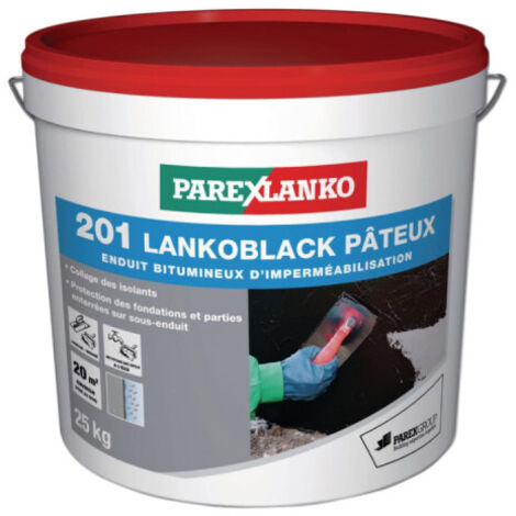 Parexlanko – Enduit bitumineux d'imperméabilisation pâteux 25kg – Protection contre l'humidité et la corrosion – Pour surfaces propres et isolants