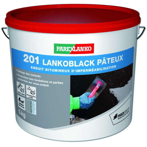 Parexlanko – Imperméabilisant pâteux 5 kg – Protection contre l'eau, acides et bases – Pour béton, bois et métal – Application sur fondations enterrées