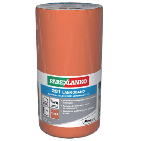 Parexlanko – Bande d'étanchéité autocollante pour toiture – Bitume élastomère pour surfaces béton et bois – 20 cm x 10 m – Résistante aux intempéries