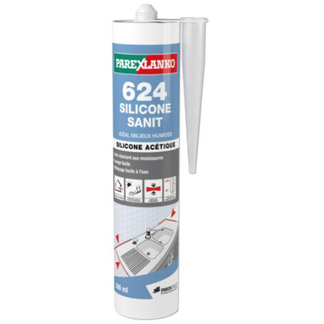 Parexlanko – Mastic silicone acétique transparent 300ml – Joint durable pour pièces humides – Résistant à l'humidité et aux moisissures – L624TRANS30012