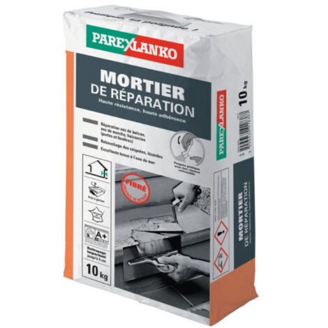 Parexlanko – Mortier de réparation fibré pour béton et ciment – Rattrapage jusqu'à 5 cm – Sac de 10 kg – 3188