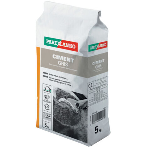 Parexlanko – Ciment gris 5kg – Pour béton, enduits et scellements – Utilisation en mortier – 2837