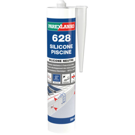 Parexlanko – Mastic silicone neutre pour piscine – Cartouche 300ml – Résistant à l'humidité et aux moisissures – L628GRIS12