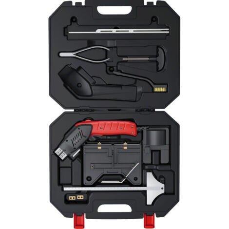L'Outil Parfait – Couteau thermique 200W avec 2 lames 150/200mm – Guide d'angle et de coupe – Pour travaux de plaquiste (1/5)