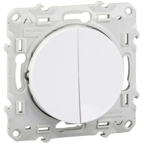 SCHNEIDER ELECTRIC Double interrupteur va-et-vient à assembler Odace, SCHNEIDER ELECTRIC, blanc