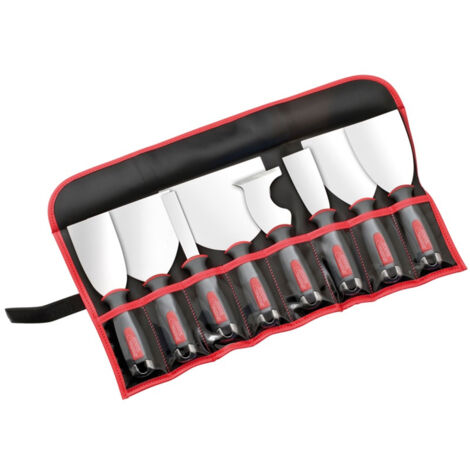 L'Outil Parfait – Trousse de spatule pour plaquiste Alu-Choc – 7 couteaux flexibles en acier inoxydable – Housse de transport incluse – 2433000