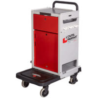 L'Outil Parfait – Servante d'atelier roulante 137Kg – Chariot pliant avec caisse métallique 32x41cm – Hauteur de travail 85cm sur roues