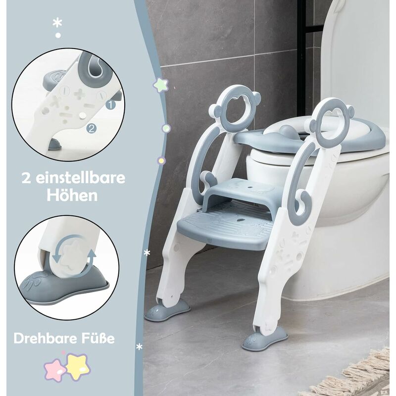 Lospitch Toilettentrainer Töpfchentrainer WC Sitz Baby Treppe Töpfchen  Toilettensitz Kinder, Faltbar