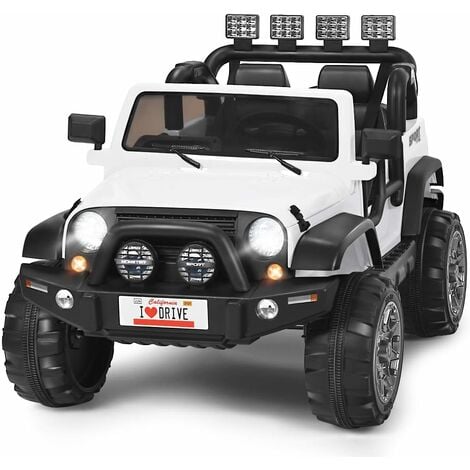 12V Elektroauto für Kinder Jeep Wrangler, 2 Sitzer Kinderfahrzeug mit 2,4  Ghz Fernbedienung & LED