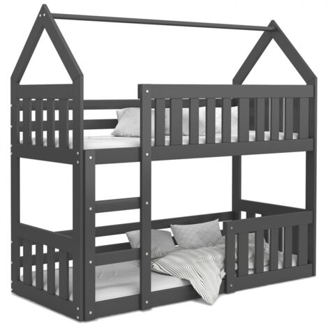 Lit Superposé Cabane Mini 80x160 Gris - gris (1/3)