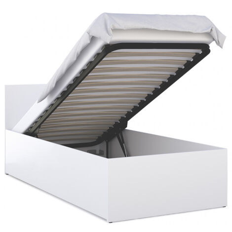 Lit Panama 90x200 + coffre - Sommier inclus Blanc (1/4)