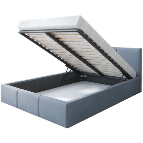 Lit Double Tesia 180x200 + coffre - Sommier inclus Gris foncé (1/5)